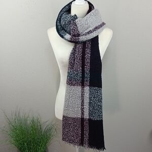 Womens Elegant Multicolor Plaid Textured Scarf